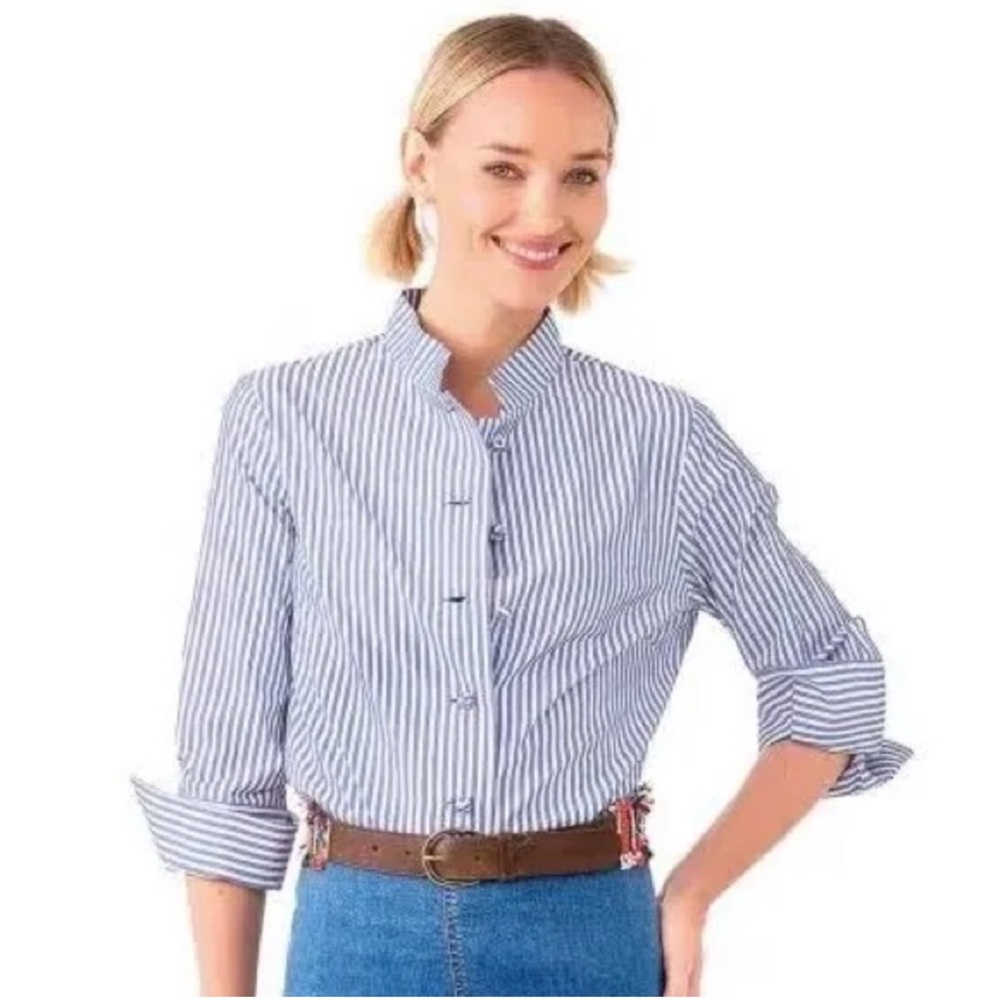 Gretchen Scott Designs Navy and White Striped Shirt